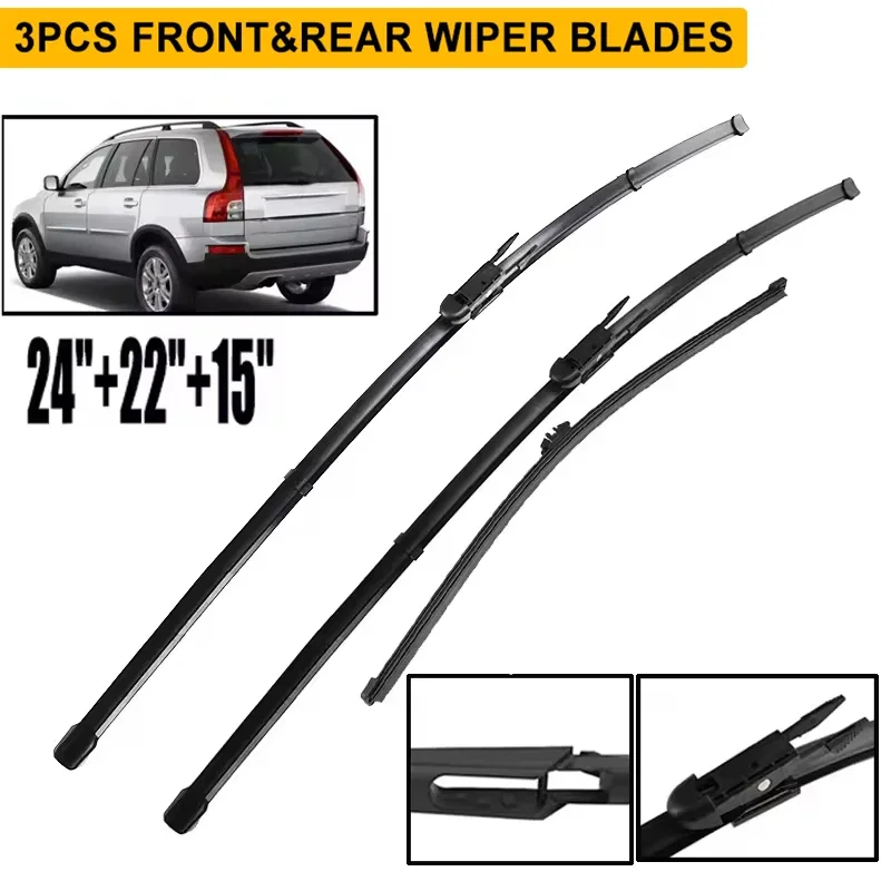 Wiper Front & Rear Wiper Blades Set For Volvo XC90 2007 - 2014 Windshield Windscreen Tailgate Window Brushes 24"+22"+15"
Wiper Front & Rear Wiper Blades Set For Volvo XC90 2007 - 2014 Windshield Windscreen Tailgate Window Brushes 24"+22"+15"