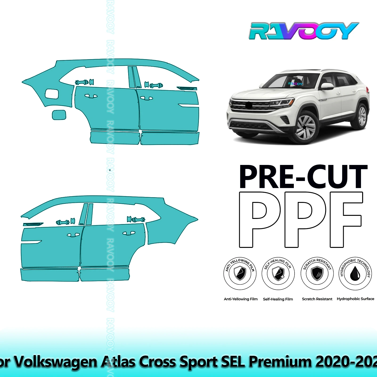 For Volkswagen Atlas Cross Sport SEL Premium 2020-2023 8.5mil Pre-Cut PPF Door & A/B Pillar Kit TPU Paint Protection Film Set
For Volkswagen Atlas Cross Sport SEL Premium 2020-2023 8.5mil Pre-Cut PPF Door & A/B Pillar Kit TPU Paint Protection Film Set
