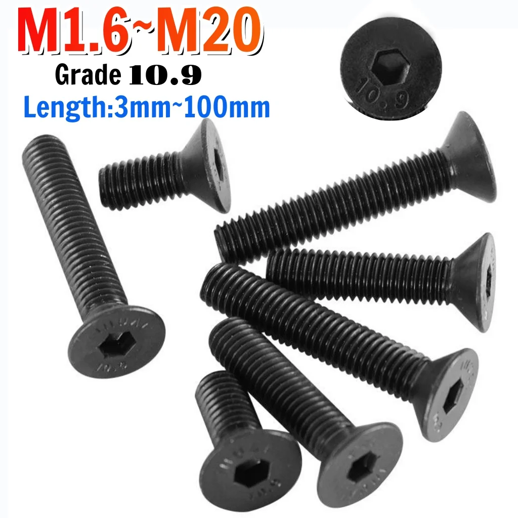 Beicai M1.6 M2 M2.5 M3 M4 M5 M6 M8 M10 M12 M16 M20 Black Grade 10.9 Steel Hexagon Hex Socket Flat Countersunk Allen Bolt Screw
Beicai M1.6 M2 M2.5 M3 M4 M5 M6 M8 M10 M12 M16 M20 Black Grade 10.9 Steel Hexagon Hex Socket Flat Countersunk Allen Bolt Screw