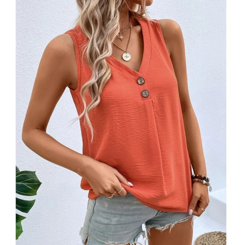 2025 New Women Summer Button V-Neck Sleeveless Blouses Casual Solid Color Tank Tops Ladies Loose Oversized Vest Streetwear Shirt
2025 New Women Summer Button V-Neck Sleeveless Blouses Casual Solid Color Tank Tops Ladies Loose Oversized Vest Streetwear Shirt