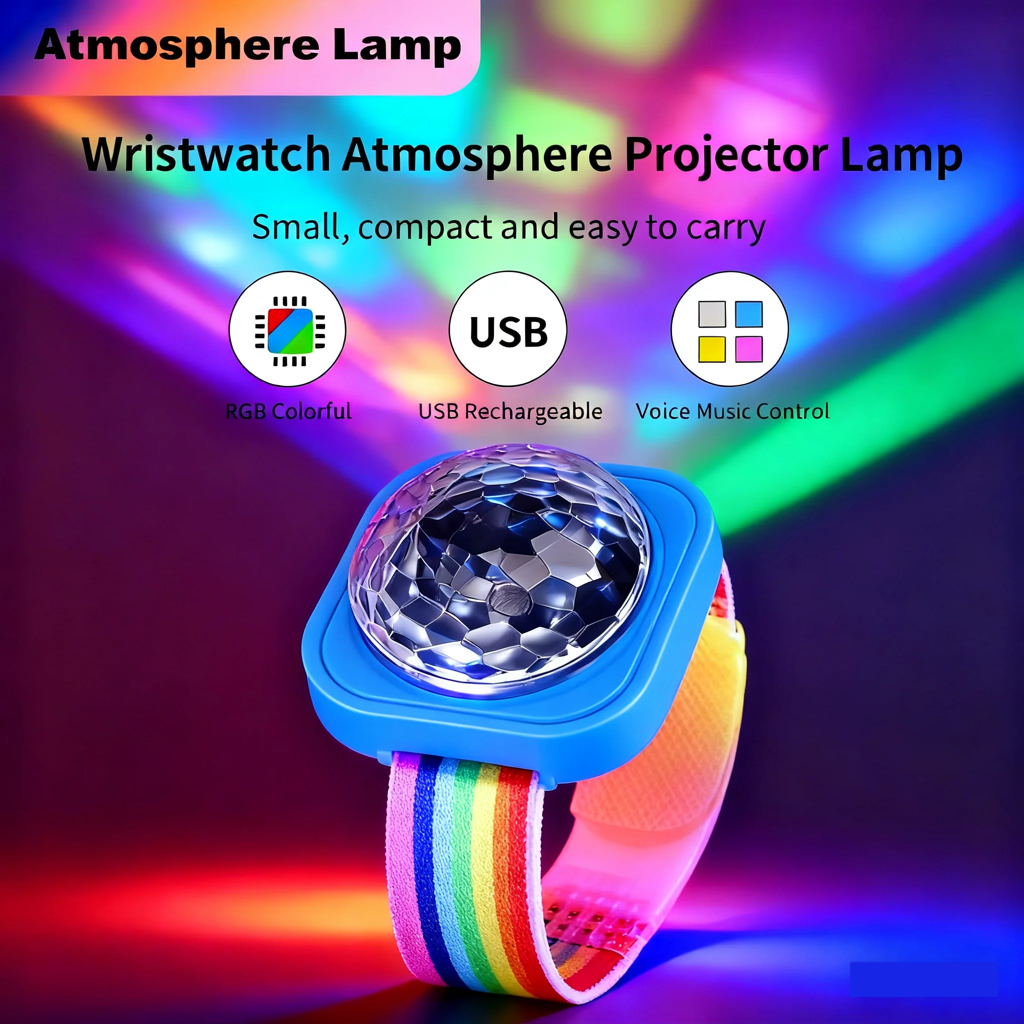 Портативная портативная светодиодная наручная лампа - звуковая активация, красочный диско-свет для домашней вечеринки, бара, сцены, Nachtlampje Ambient Decor
Портативная портативная светодиодная наручная лампа - звуковая активация, красочный диско-свет для домашней вечеринки, бара, сцены, Nachtlampje Ambient Decor