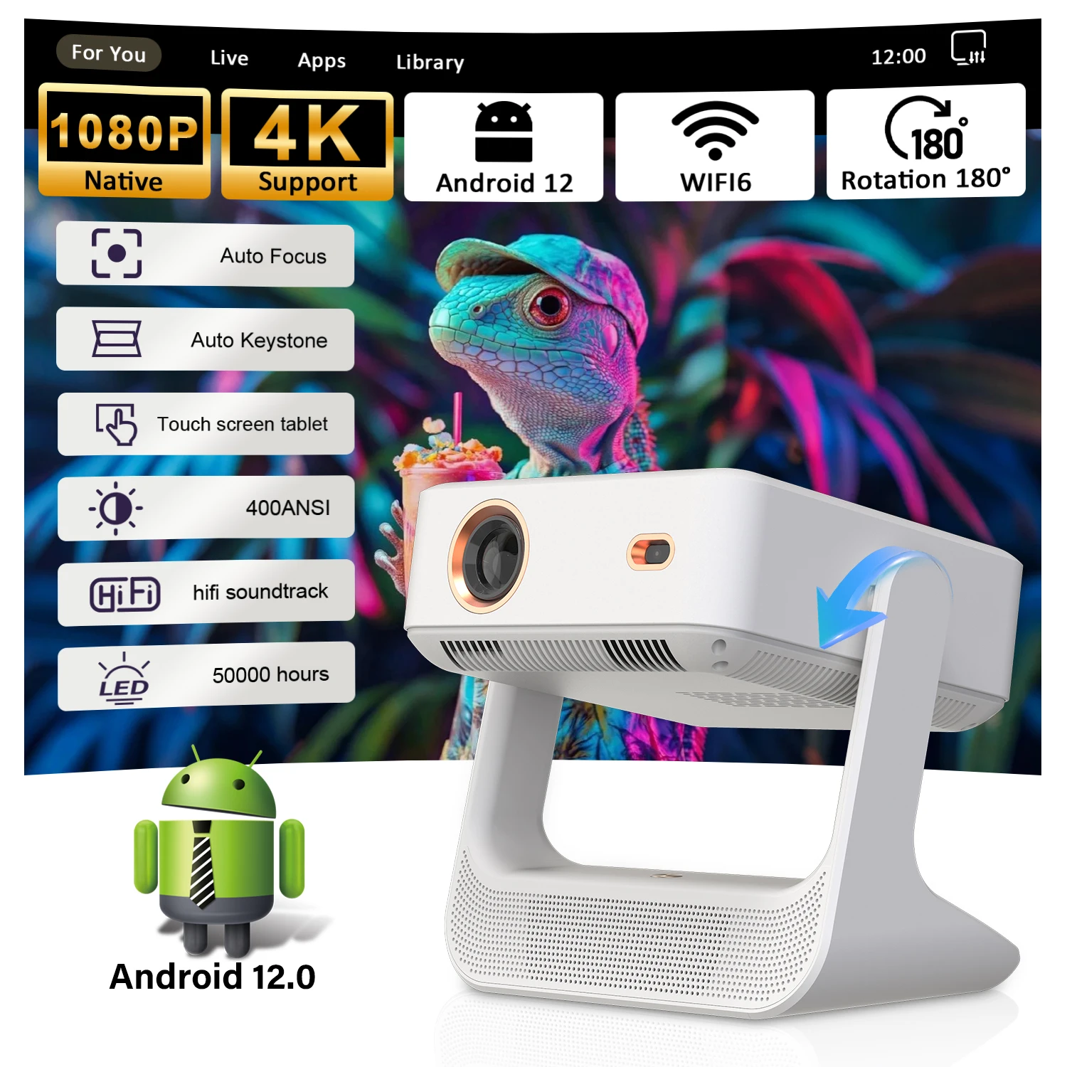 Projector, 4K 1080P Mini Projector with WiFi, HDMI & USB, Best for Camping, Backyard Party & YouTube Binge-Watching
Projector, 4K 1080P Mini Projector with WiFi, HDMI & USB, Best for Camping, Backyard Party & YouTube Binge-Watching