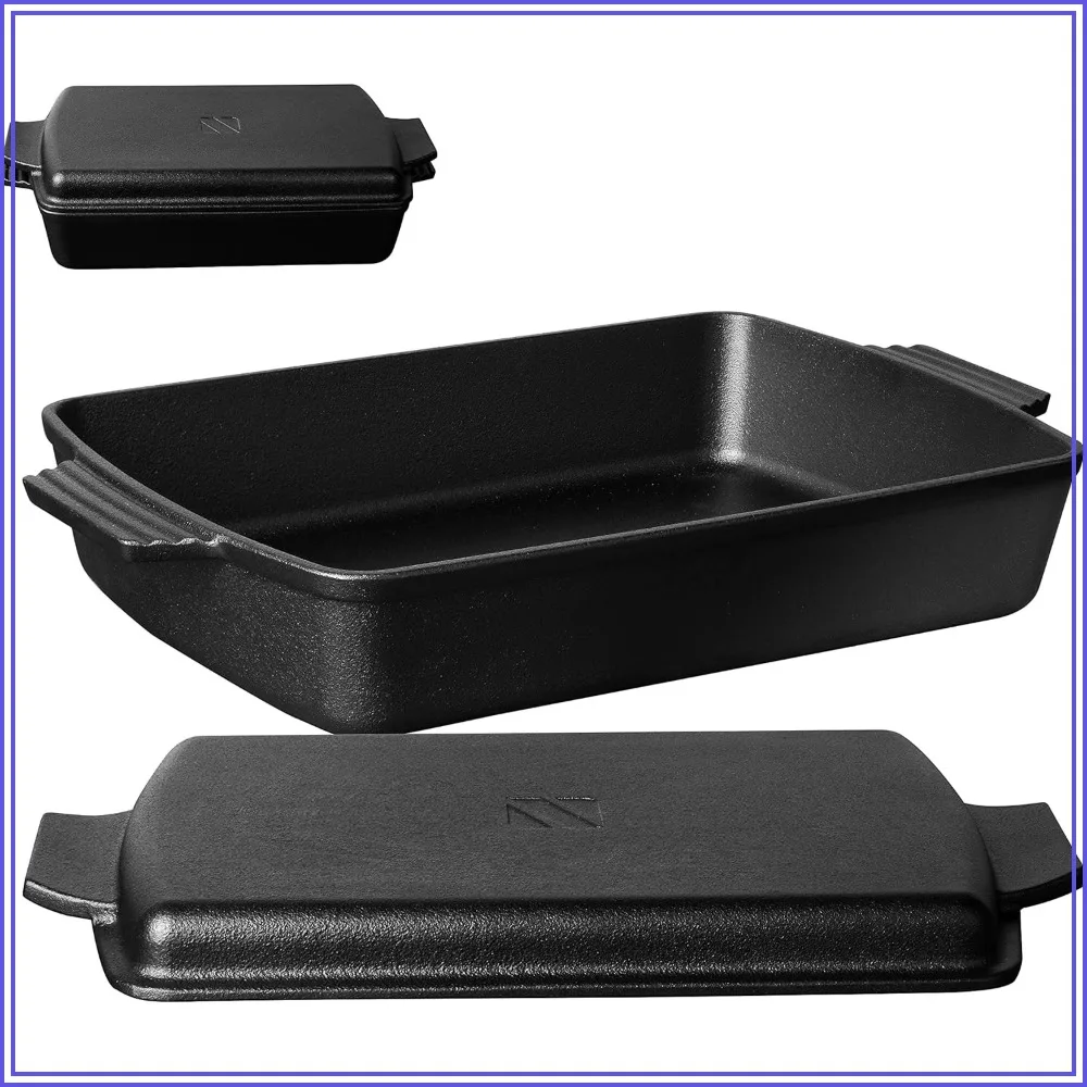 2-in-1 Pre-Seasoned Cast Iron Dutch Oven with Skillet Lid, 6QT Rectangular Baking Pan, Griddle Pot Set, 9"x13"
2-in-1 Pre-Seasoned Cast Iron Dutch Oven with Skillet Lid, 6QT Rectangular Baking Pan, Griddle Pot Set, 9"x13"