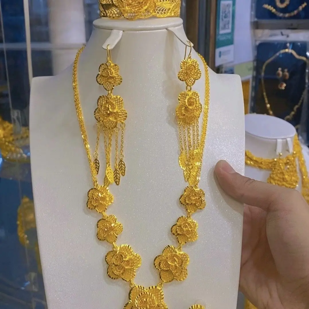 Dubai New 24K Gold Plated Necklace, Earrings, Rings, Bracelets for Romantic Wedding High End Gift Jewelry Set for Lovers YY10570
Dubai New 24K Gold Plated Necklace, Earrings, Rings, Bracelets for Romantic Wedding High End Gift Jewelry Set for Lovers YY10570