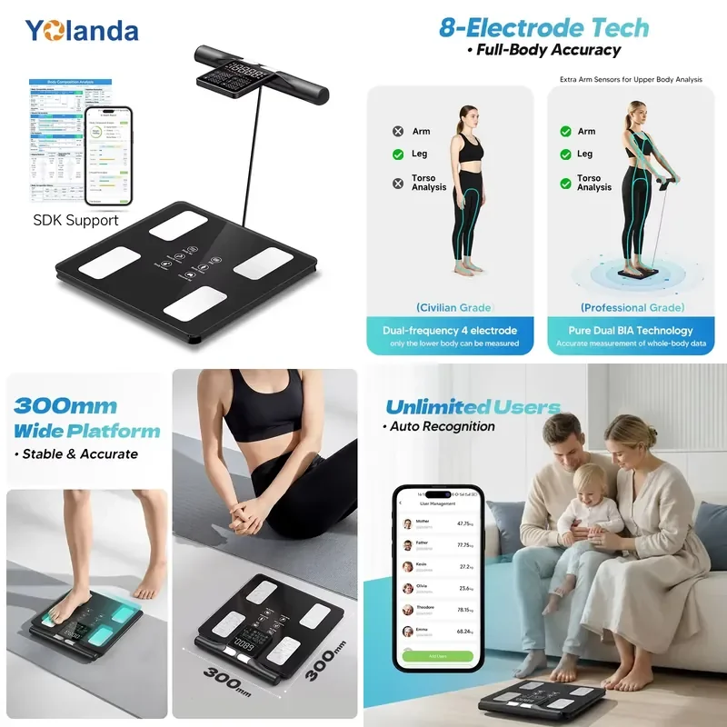 Yolanda Smart Body Scale with LED on Handle Health Body Composition Segmental Metrics Weight Scale
Yolanda Smart Body Scale with LED on Handle Health Body Composition Segmental Metrics Weight Scale
