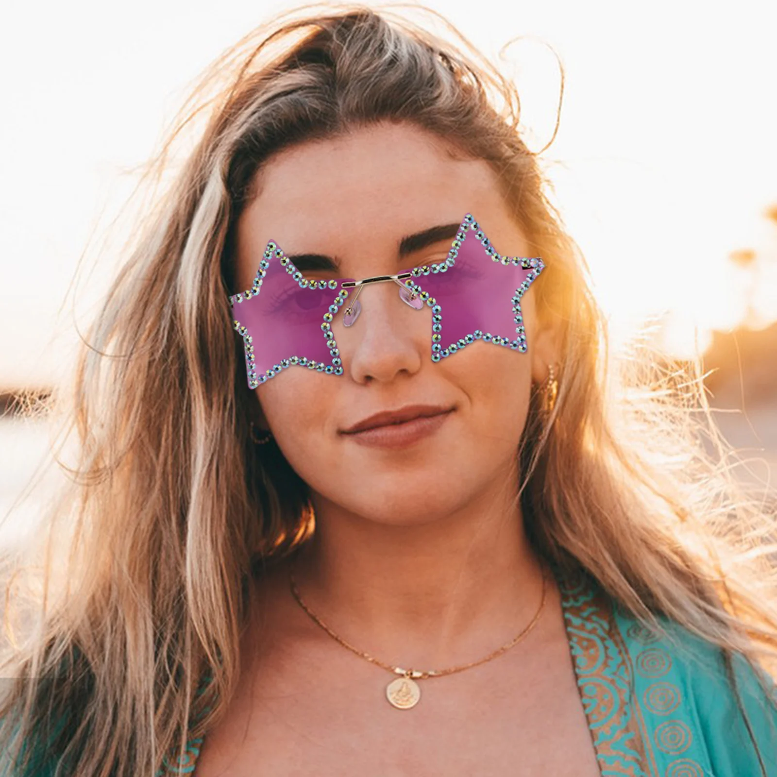 Star Shaped Sunglasses for Women and Fashion Rimless Pentagram Glasses with Glitter Uv Protective Party Favors Festival
Star Shaped Sunglasses for Women and Fashion Rimless Pentagram Glasses with Glitter Uv Protective Party Favors Festival