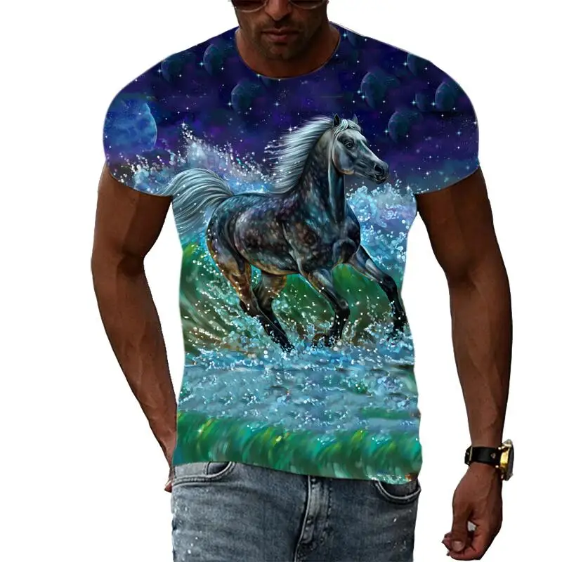 New Tide Summer Fashion Horse Picture T-shirts Casual Print Tees Hip Hop Personality Round Neck Short Sleeve Tops
New Tide Summer Fashion Horse Picture T-shirts Casual Print Tees Hip Hop Personality Round Neck Short Sleeve Tops