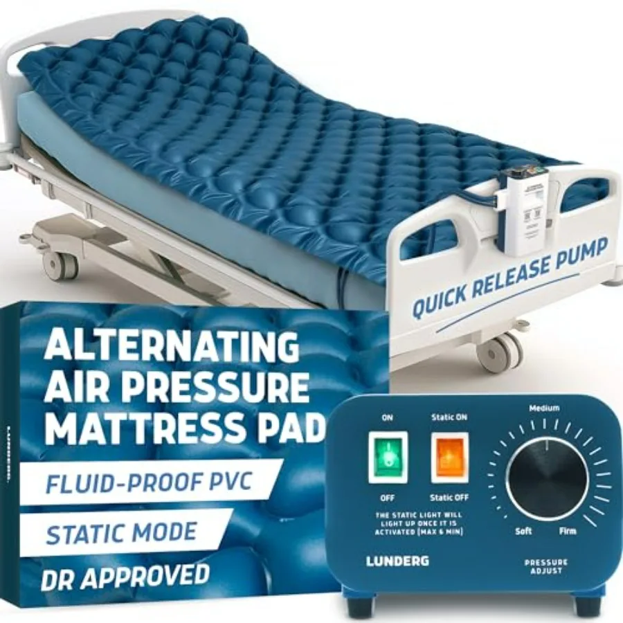 Hospital home use alternating air pressure mattress pad with static mode, PVC material, blue color, waterproof top layer and qu
Hospital home use alternating air pressure mattress pad with static mode, PVC material, blue color, waterproof top layer and qu