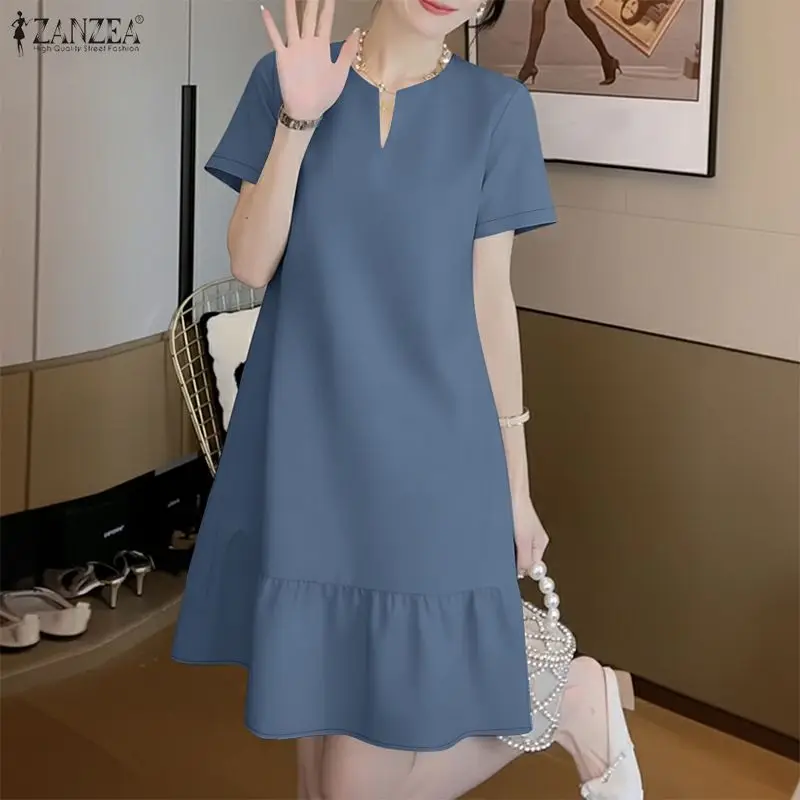 ZANZEA 2026 Summer Sundress Women Elegant Solid Work Dress Casual V Neck Short Sleeve Vestidos Stylish Holiday Knee Length Robe
ZANZEA 2026 Summer Sundress Women Elegant Solid Work Dress Casual V Neck Short Sleeve Vestidos Stylish Holiday Knee Length Robe