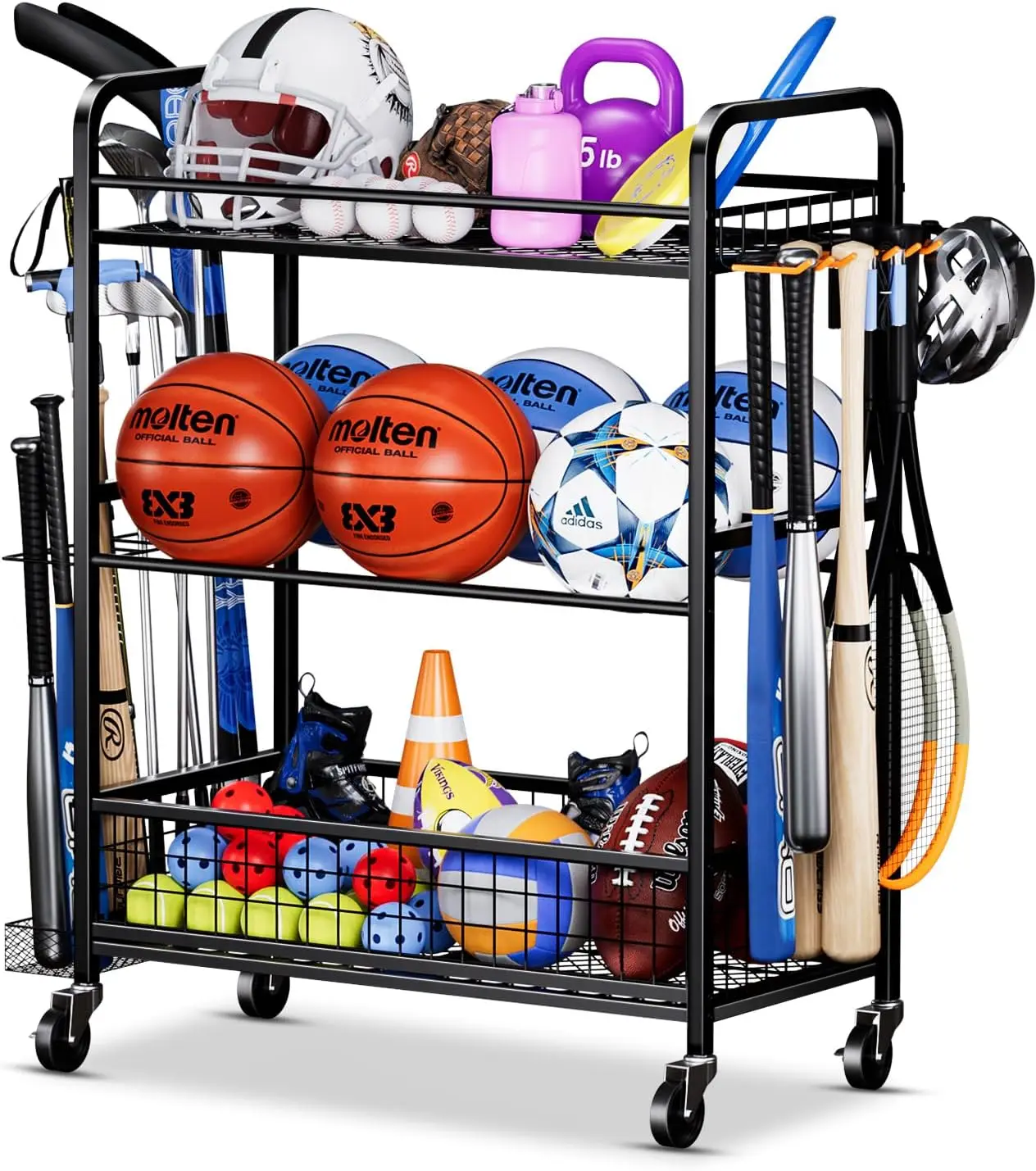 Garage Sports Equipment Organizer - Rolling Ball Storage Ra With Wheels, Sports Gear Organizer For Garage Indoor Outdoor Toy
Garage Sports Equipment Organizer - Rolling Ball Storage Ra With Wheels, Sports Gear Organizer For Garage Indoor Outdoor Toy