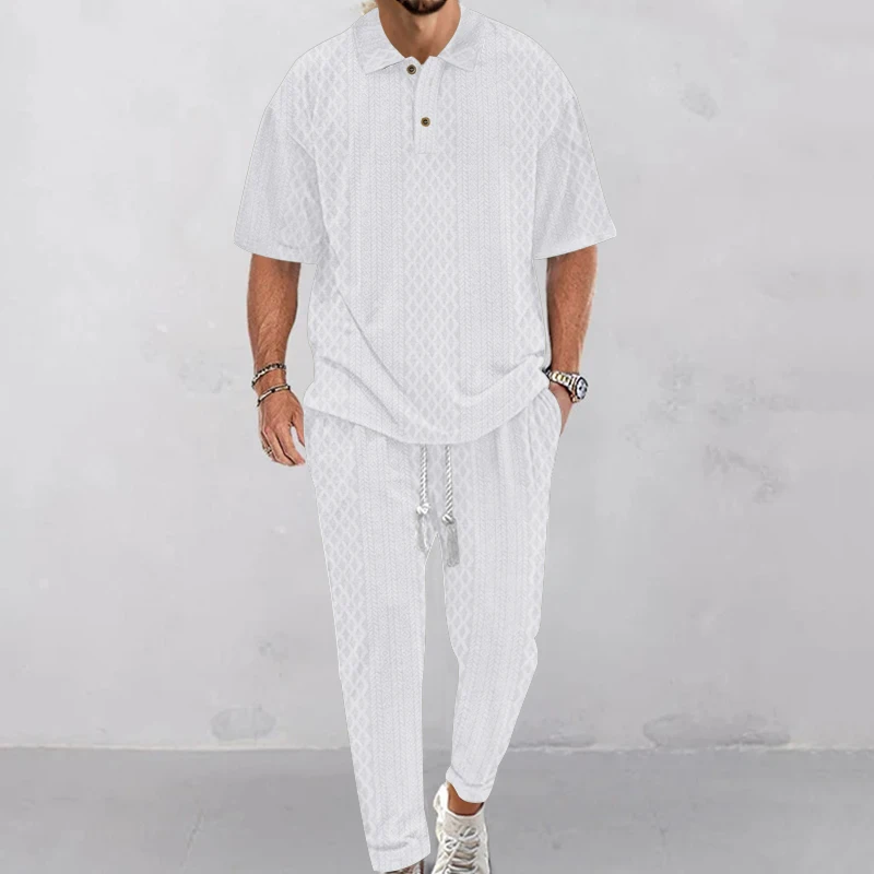 Men's Solid-Color Jacquard Knitted Top And Shorts Set, Comfortable Three-Quarter Sleeve Top, Casual Summer Daily Outdoor Wear
Men's Solid-Color Jacquard Knitted Top And Shorts Set, Comfortable Three-Quarter Sleeve Top, Casual Summer Daily Outdoor Wear