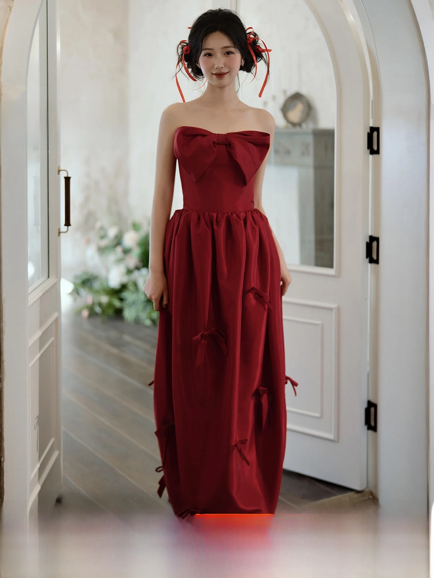 Red Knot Bustier Wedding Dress Women's Style Engagement Gown Long Evening Dress for Wedding Reception And Banquet
Red Knot Bustier Wedding Dress Women's Style Engagement Gown Long Evening Dress for Wedding Reception And Banquet