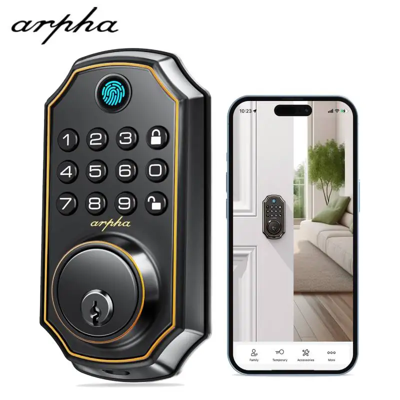 Arpha D280 Keyless Entry Door Lock 5-in-1 Smart Fingerprint Deadbolt with Keypad Electronic Deadbolt Auto-Lock One Touch Lock
Arpha D280 Keyless Entry Door Lock 5-in-1 Smart Fingerprint Deadbolt with Keypad Electronic Deadbolt Auto-Lock One Touch Lock
