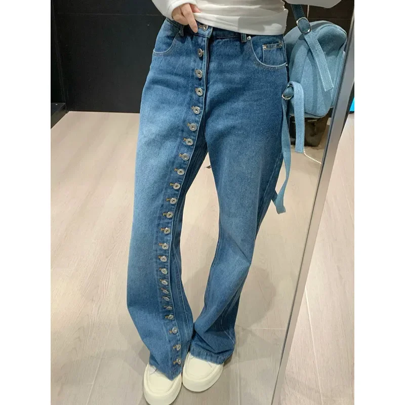 Винтажные джинсы High Street Mutil на пуговицах, женские прямые джинсовые брюки с высокой талией Y2K, уличная одежда в американском стиле ретро, широкие брюки
Винтажные джинсы High Street Mutil на пуговицах, женские прямые джинсовые брюки с высокой талией Y2K, уличная одежда в американском стиле ретро, широкие брюки
