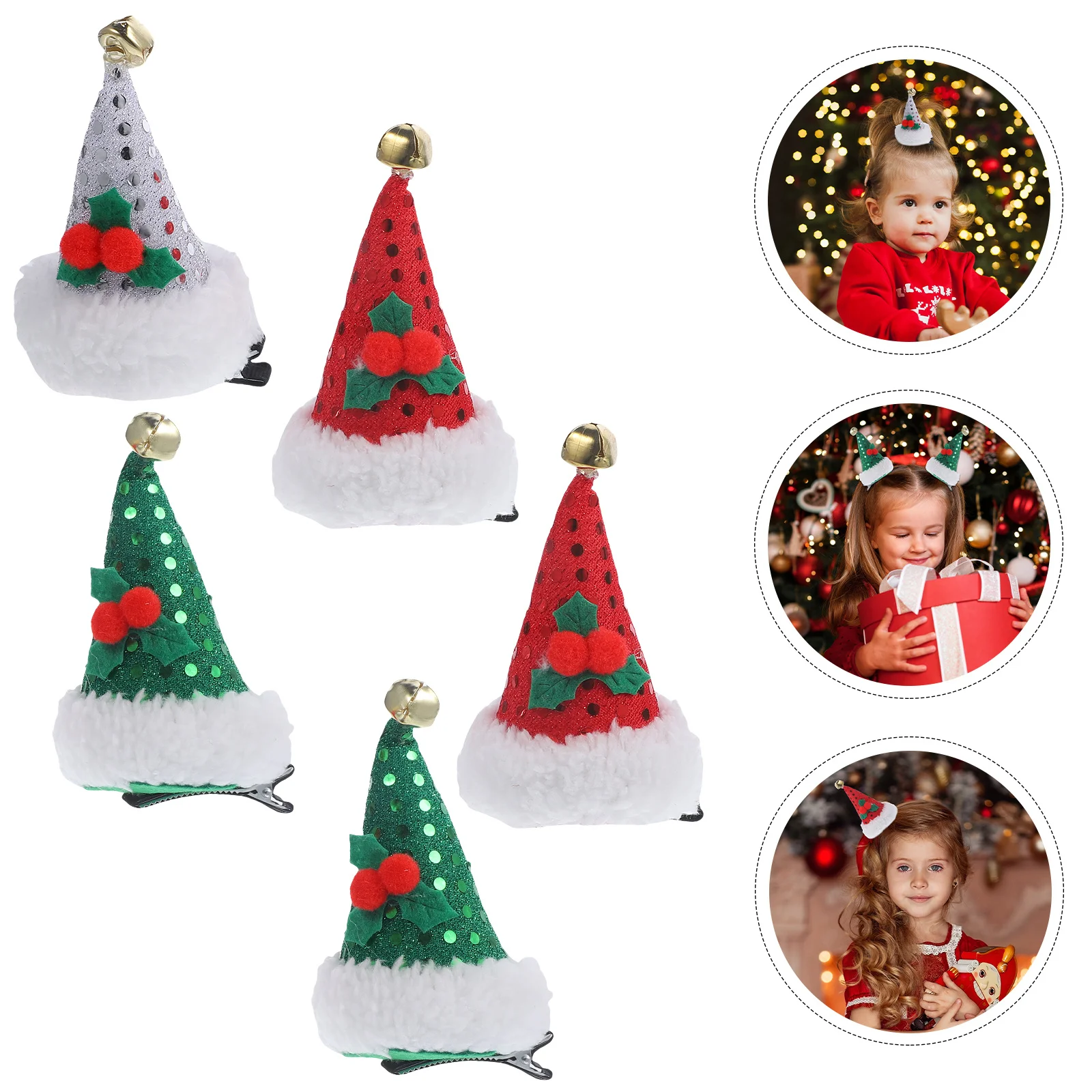 5Pcs Sequin Xmas Hair Clips Christmas Hat Decorative Barrette Red Green Silver Hair Accessories Girls Headdress Holiday Season
5Pcs Sequin Xmas Hair Clips Christmas Hat Decorative Barrette Red Green Silver Hair Accessories Girls Headdress Holiday Season