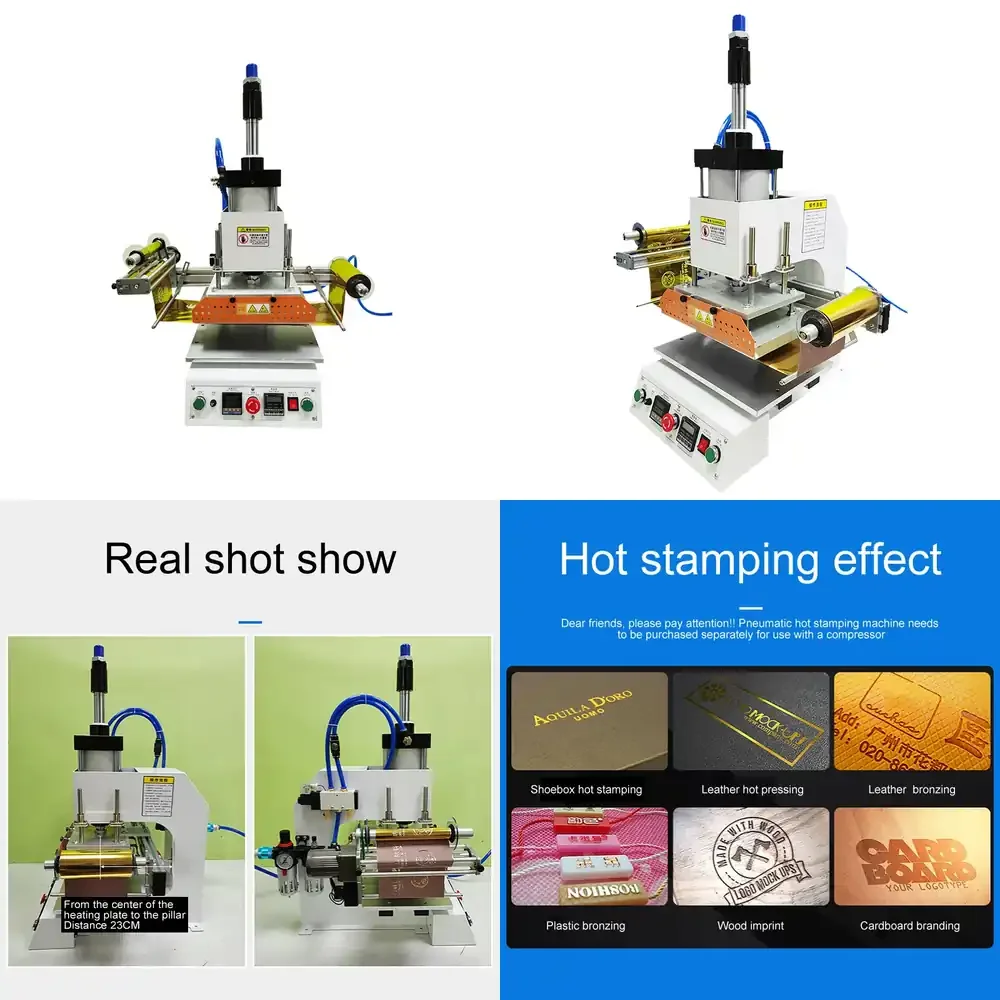 A4 20X30cm Semi-automatic Pneumatic Professional Golden Leather logo Embossed Foil Hot Stamping Machine
A4 20X30cm Semi-automatic Pneumatic Professional Golden Leather logo Embossed Foil Hot Stamping Machine
