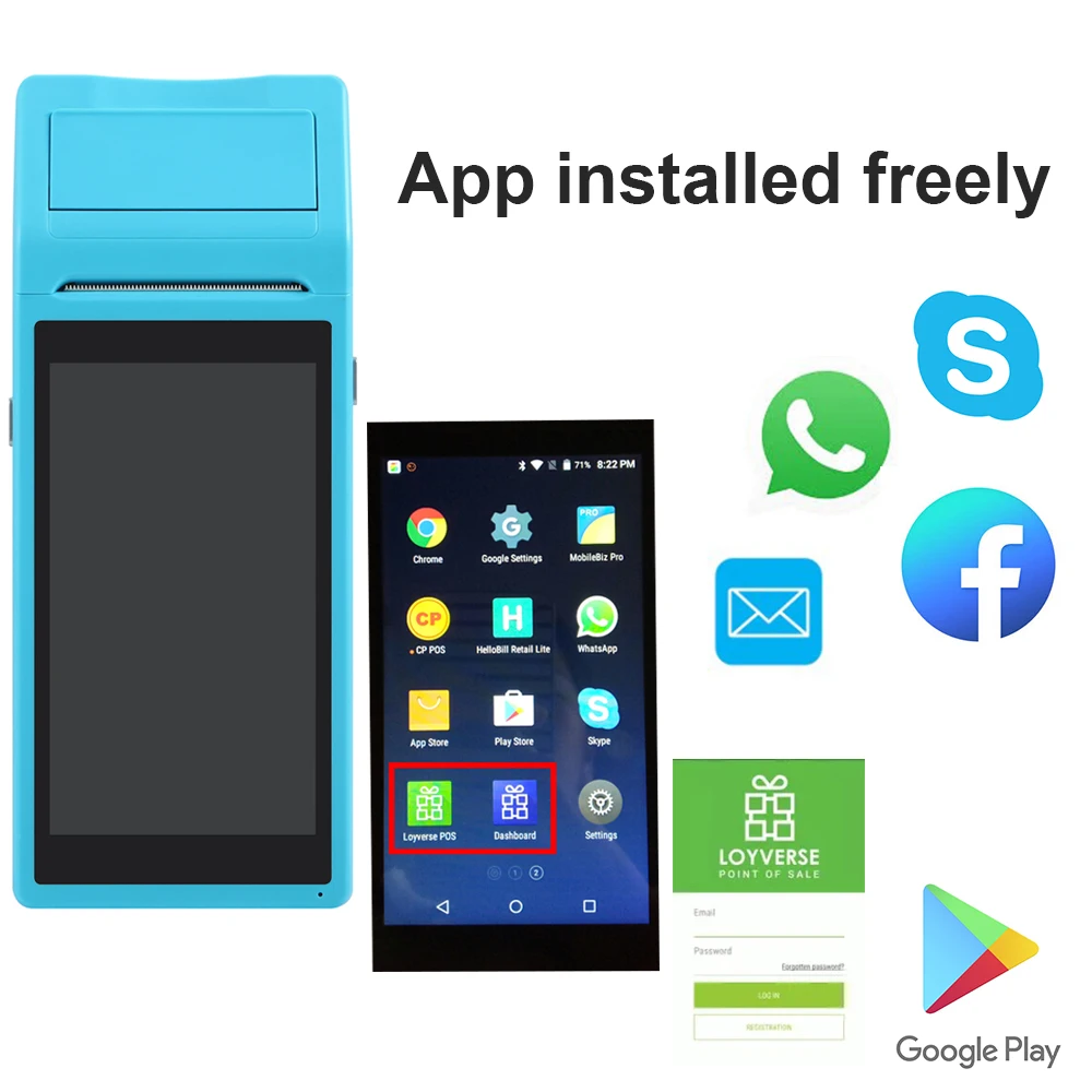 PDA POS Q2I Android 11.0 Handheld Device Pos Terminal Built In Thermal Printer 58mm