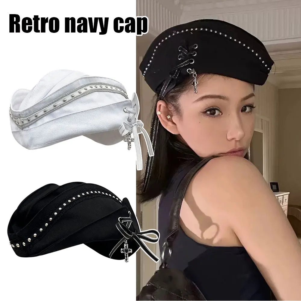 Punk Style Street Berets Black Studded Design Beret Cap Metal Rivet Octagonal Hat Cross Pendant Painter Cap Sailor Navy Hat Y2K
Punk Style Street Berets Black Studded Design Beret Cap Metal Rivet Octagonal Hat Cross Pendant Painter Cap Sailor Navy Hat Y2K