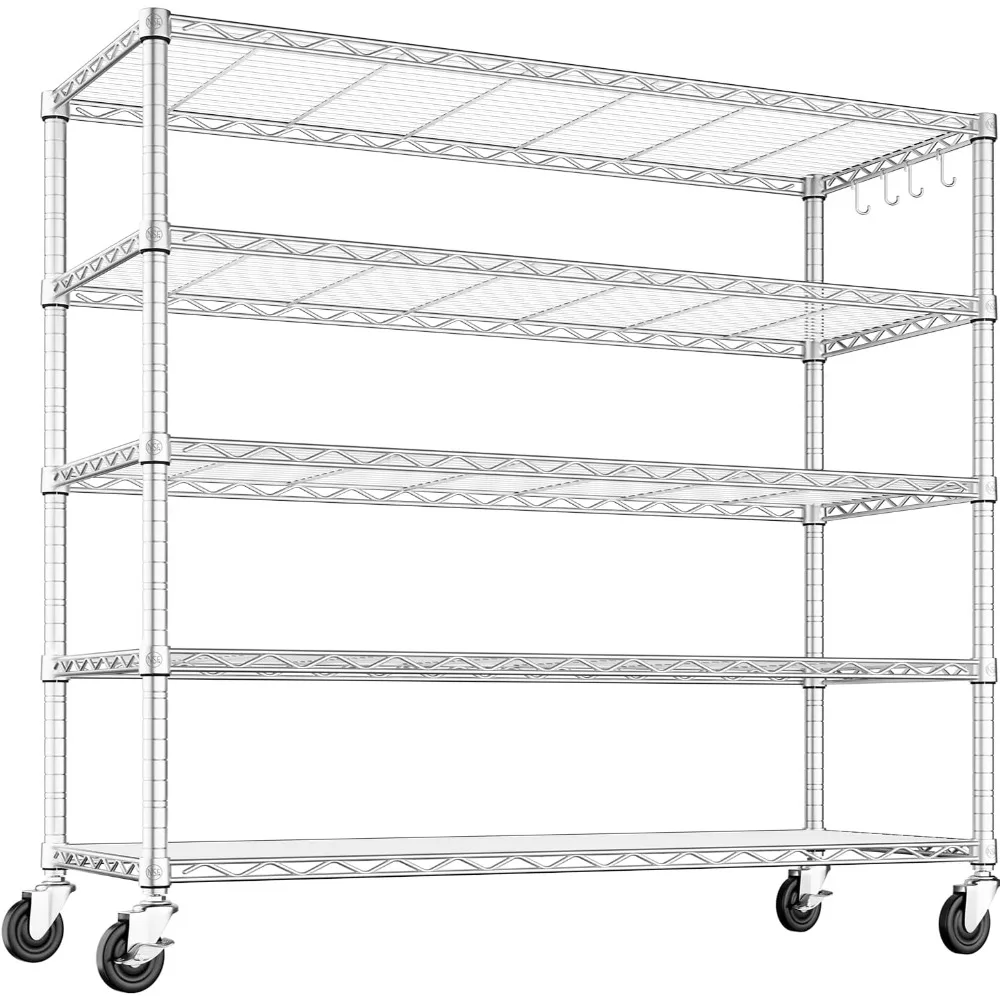 48" W Wire Shelving Heavy Duty with Wheels,5 Tier Adjustable Garage Storage Shelves Unit,Rolling Metal Organizer Shelf
48" W Wire Shelving Heavy Duty with Wheels,5 Tier Adjustable Garage Storage Shelves Unit,Rolling Metal Organizer Shelf