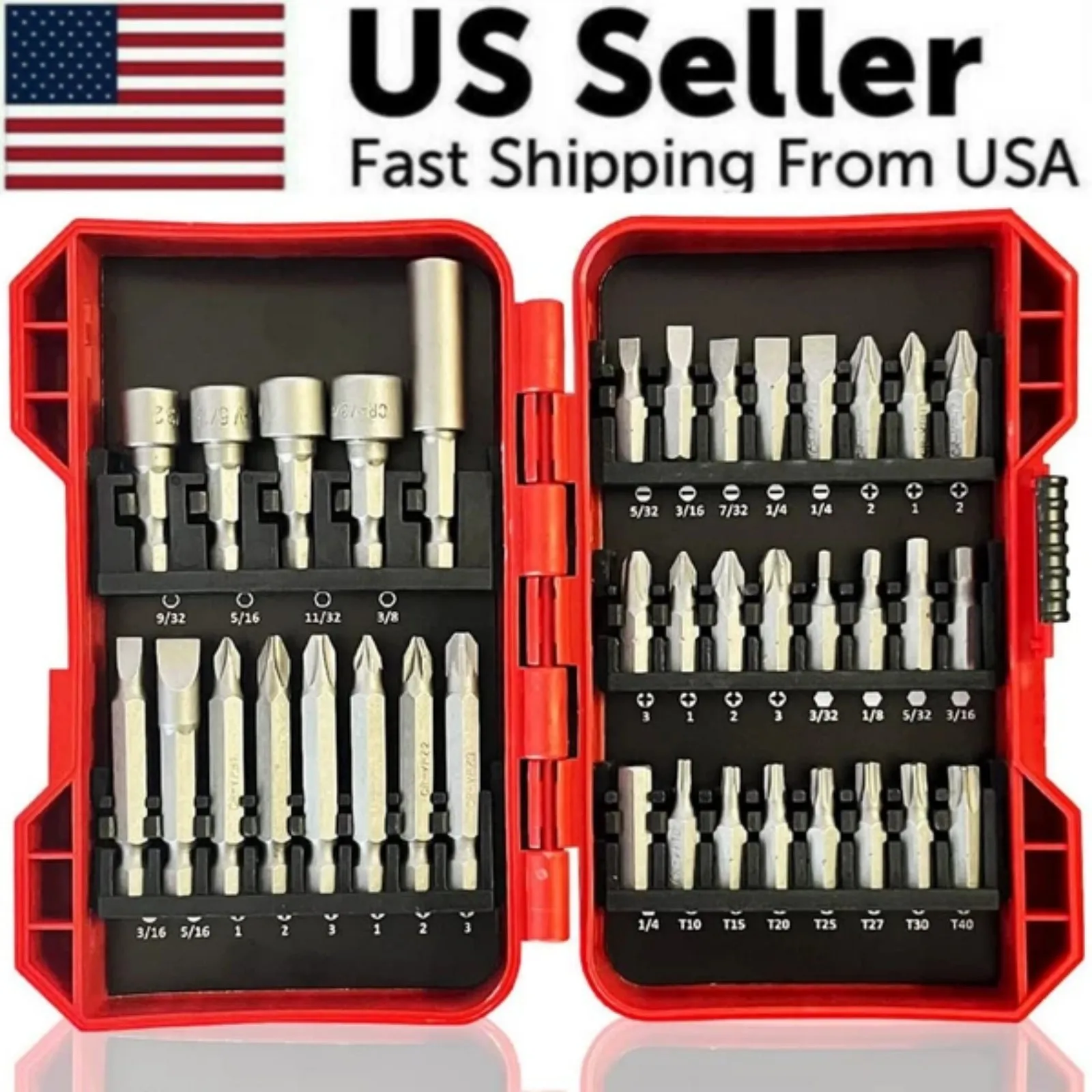 37 Piece Impact Screwdriver Bit Set Nut Driver Torx Phillips Tool Magnetic Drill
37 Piece Impact Screwdriver Bit Set Nut Driver Torx Phillips Tool Magnetic Drill