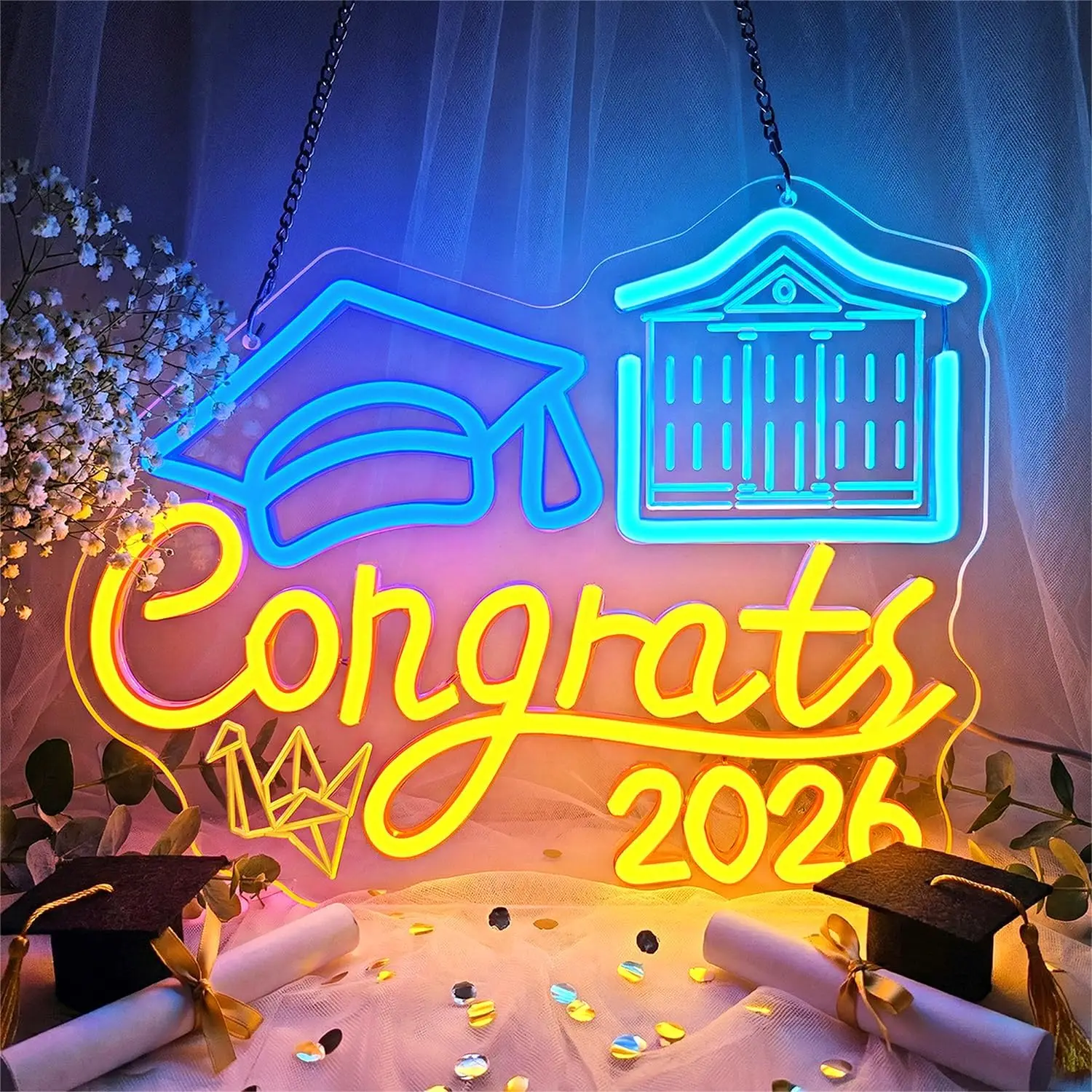 Congrats Grad Neon Sign 2026 Graduation LED Neon Light Sign USB Dimmable for Bedroom Ceremony Restaurant Bar Party Decor Gifts
Congrats Grad Neon Sign 2026 Graduation LED Neon Light Sign USB Dimmable for Bedroom Ceremony Restaurant Bar Party Decor Gifts