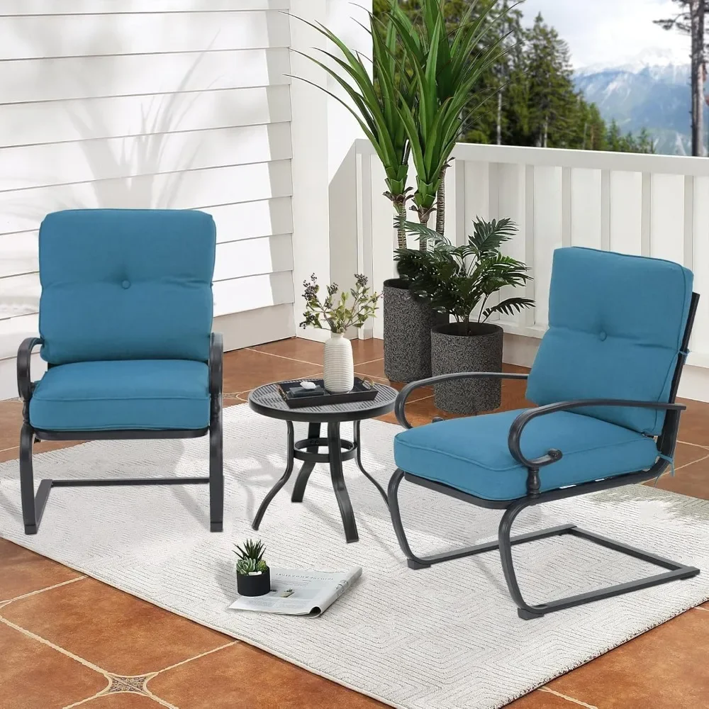 Outdoor Bistro Set 3-Piece Spring Metal Lounge Cushioned Chairs and Bistro Table Set Wrought Iron Cafe Furniture Seat
Outdoor Bistro Set 3-Piece Spring Metal Lounge Cushioned Chairs and Bistro Table Set Wrought Iron Cafe Furniture Seat