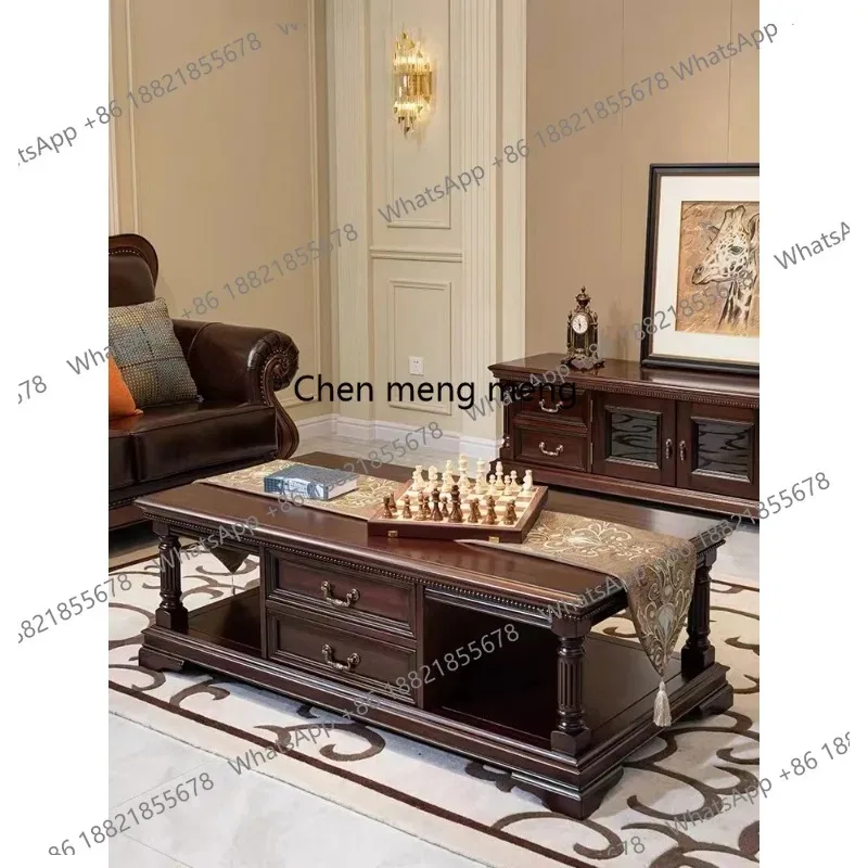 K153 American country living room coffee table, solid wood vintage carved storage table, large apartment coffee table
K153 American country living room coffee table, solid wood vintage carved storage table, large apartment coffee table