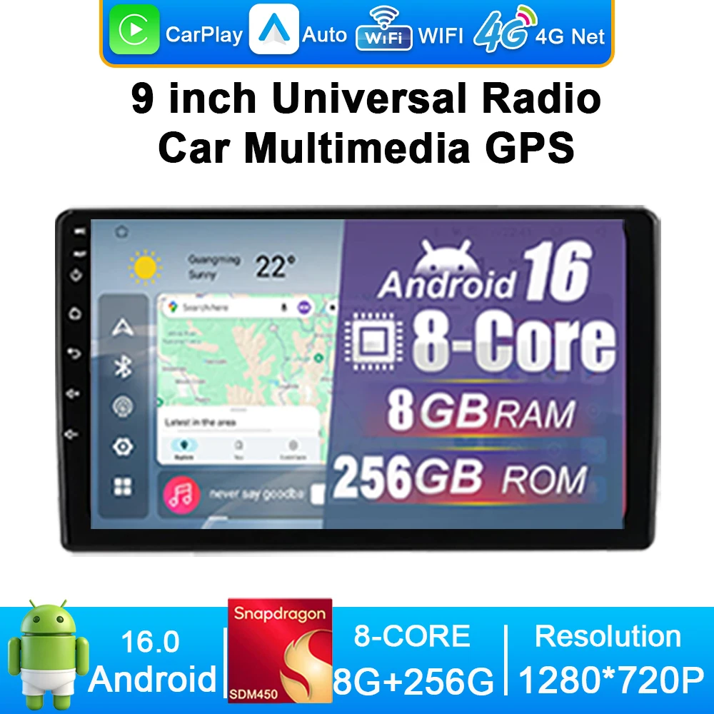 Qualcomm 8 Core 9 Inch Car Radio Carplay Multimedia Player Android Auto GPS WIFI Universal 2 Din Car Stereo for Nissan Toyota
Qualcomm 8 Core 9 Inch Car Radio Carplay Multimedia Player Android Auto GPS WIFI Universal 2 Din Car Stereo for Nissan Toyota
