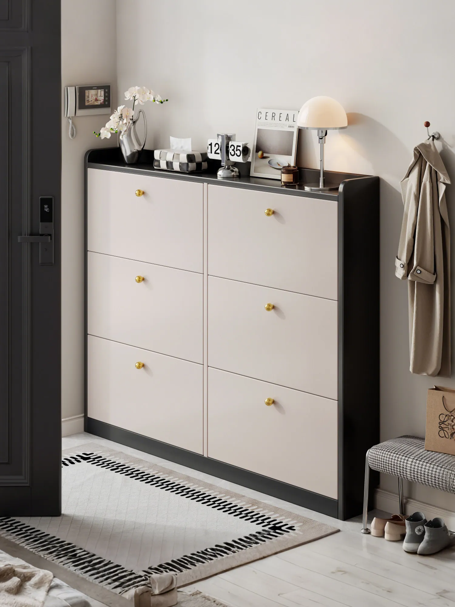 PYJ ultra-thin for home use, light luxury entrance with narrow door, indoor integrated shoe cabinet against the wall
PYJ ultra-thin for home use, light luxury entrance with narrow door, indoor integrated shoe cabinet against the wall