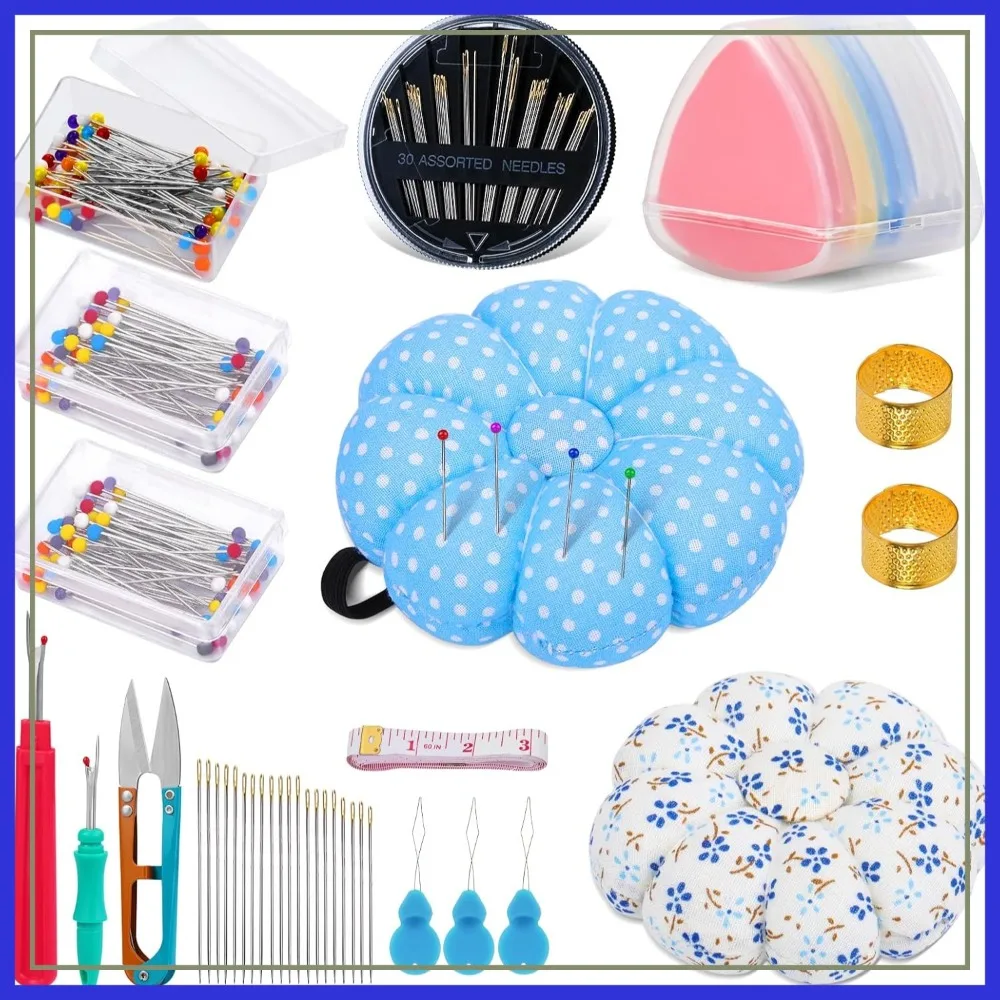 Sewing Pin Cushion Kit: Wrist Cushion with 150 Pins, 50 Needles, Seam Rippers, Scissors & Tape Measure
Sewing Pin Cushion Kit: Wrist Cushion with 150 Pins, 50 Needles, Seam Rippers, Scissors & Tape Measure