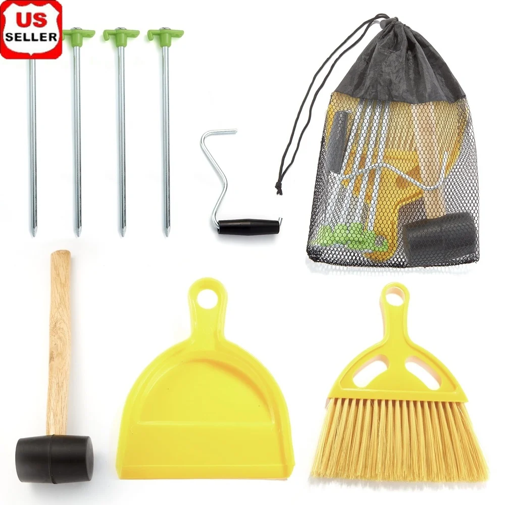 9 Piece Camping Tent Stake Kit with Heavy Duty Steel Stakes Mallet Dust Pan Broom Carry Bag Essential Camping Gear
9 Piece Camping Tent Stake Kit with Heavy Duty Steel Stakes Mallet Dust Pan Broom Carry Bag Essential Camping Gear