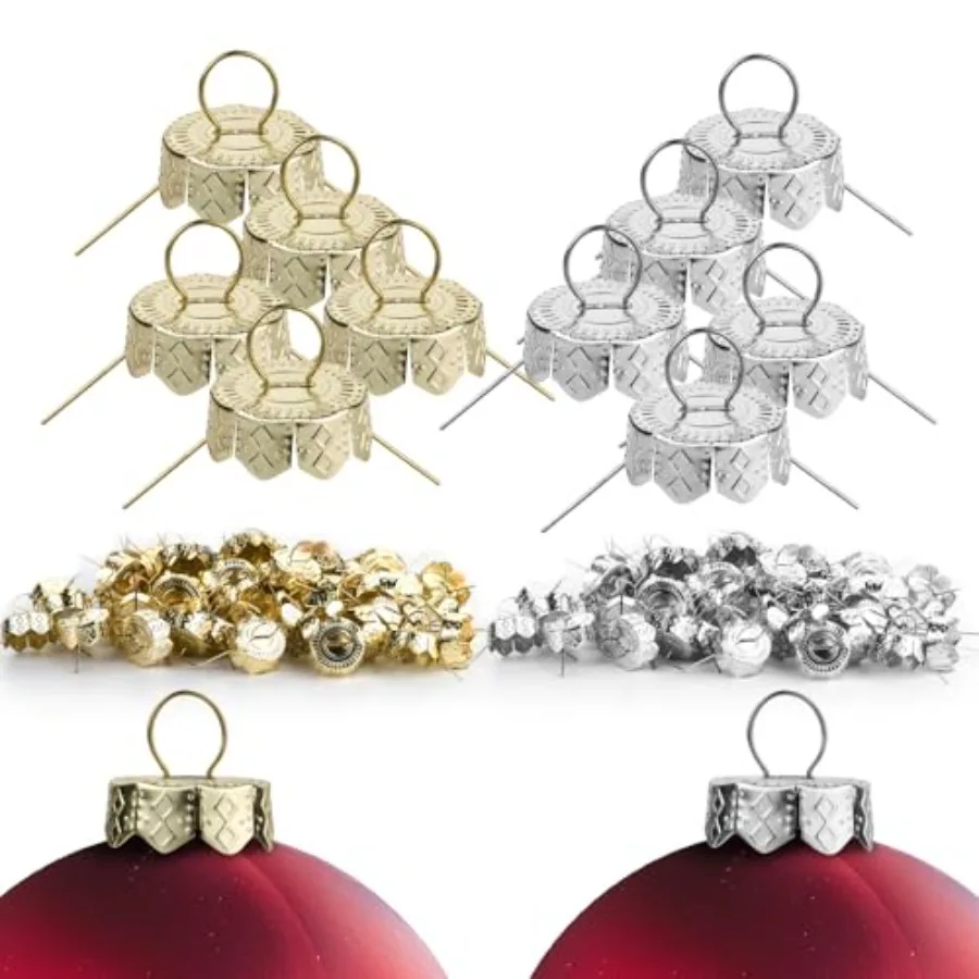 100 Pcs 2 Colors Round Christmas Ornament Caps, Christmas Ball Metal Hangers Caps Replacement Ornament Tops for Xmas Tree, Cera
100 Pcs 2 Colors Round Christmas Ornament Caps, Christmas Ball Metal Hangers Caps Replacement Ornament Tops for Xmas Tree, Cera