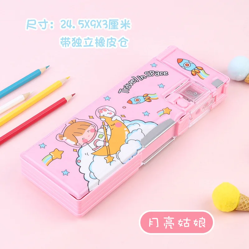Cartoon Girl Double-sided Stationery Box Sharpener Rubber Compartment Student Kindergarten Pencil Case Pink Cute Princess
Cartoon Girl Double-sided Stationery Box Sharpener Rubber Compartment Student Kindergarten Pencil Case Pink Cute Princess