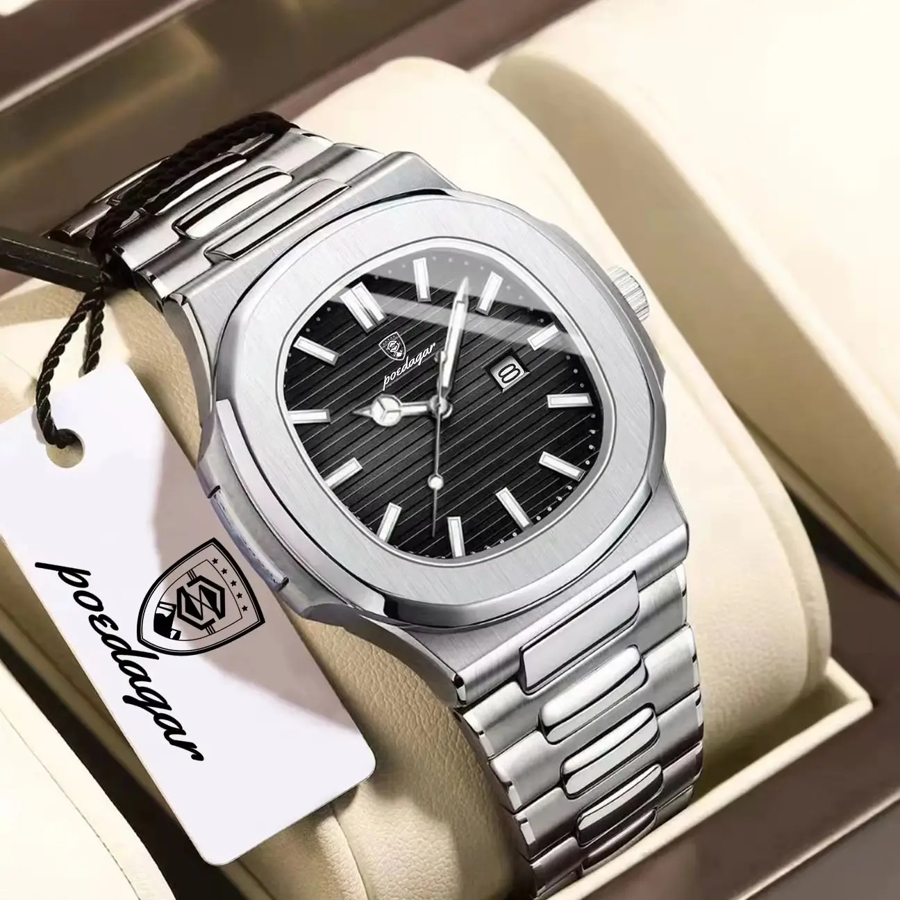POEDAGAR Square Luxury Men Wristwatch Waterproof Luminous Date High Quality Stainless Steel Male Clock Business Sports Quartz Watches For Men Reloj Hombre
POEDAGAR Square Luxury Men Wristwatch Waterproof Luminous Date High Quality Stainless Steel Male Clock Business Sports Quartz Watches For Men Reloj Hombre