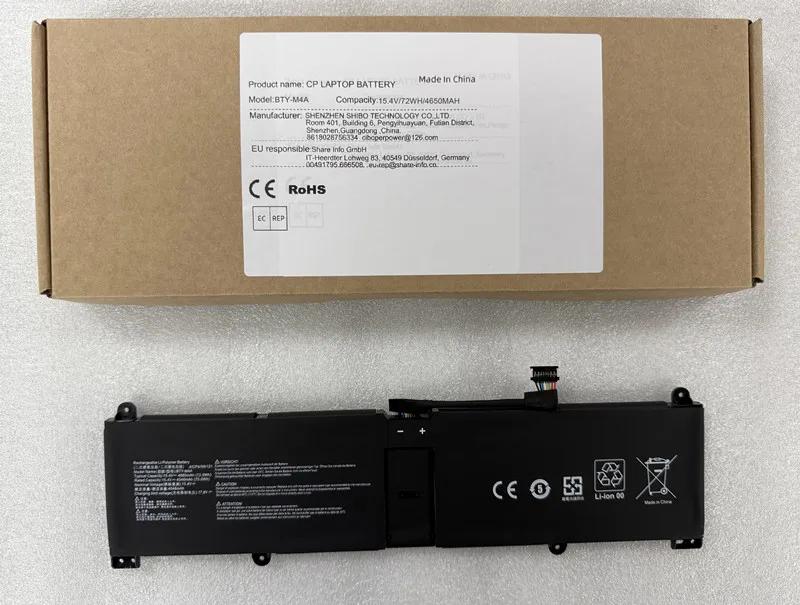 BTY-M4A 15.4V 72Wh 4680mAh Laptop Battery For A13VF A12MT A13MT A13VG A1VGG 14 EVO B12M B13M
BTY-M4A 15.4V 72Wh 4680mAh Laptop Battery For A13VF A12MT A13MT A13VG A1VGG 14 EVO B12M B13M