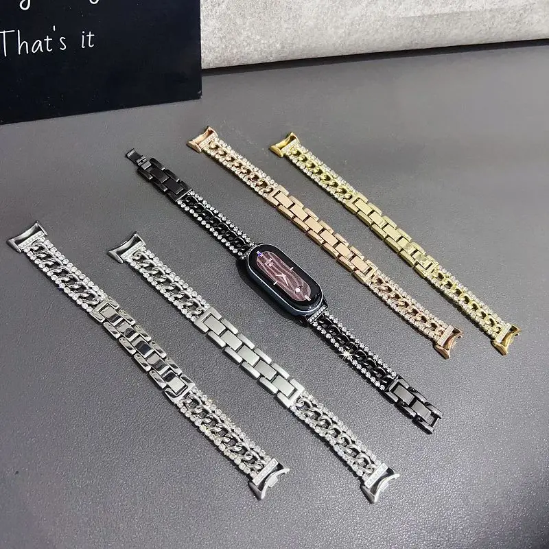 Bling Chain Bracelet Watch Band for Xiaomi Mi Band 10 9 8 Smartwatch Strap Diamond Metal Watch Straps for Mi Watch 8 9Pro Correa 
Bling Chain Bracelet Watch Band for Xiaomi Mi Band 10 9 8 Smartwatch Strap Diamond Metal Watch Straps for Mi Watch 8 9Pro Correa
