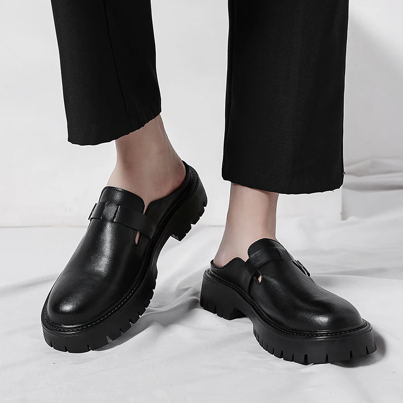 Brand Men's Summer New Headless Half Heatless Half Slippery Leather Shoes Classic Black Thick Sole Comfortable Casual Men Shoes
Brand Men's Summer New Headless Half Heatless Half Slippery Leather Shoes Classic Black Thick Sole Comfortable Casual Men Shoes