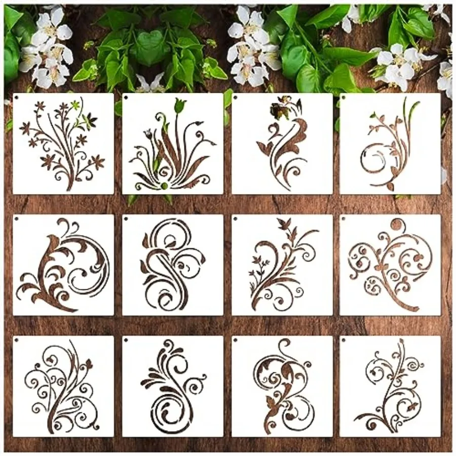 Floral Stencils for Painting on Wood Furniture Wall Reusable Canvas Flower Stencil for Crafts Boho Art Projects Drawing Card Ma
Floral Stencils for Painting on Wood Furniture Wall Reusable Canvas Flower Stencil for Crafts Boho Art Projects Drawing Card Ma
