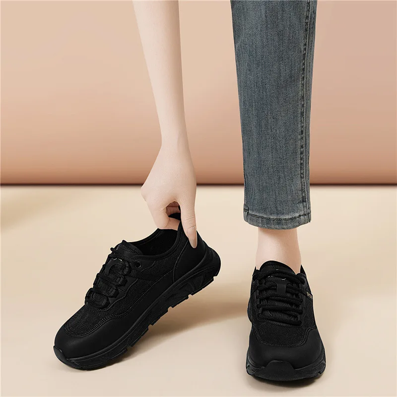 Women's Black Chunky Platform Dad Sneakers Microfiber Lace-Up Height Increasing Lightweight Comfort Casual Sports Shoes
Women's Black Chunky Platform Dad Sneakers Microfiber Lace-Up Height Increasing Lightweight Comfort Casual Sports Shoes