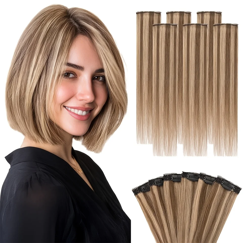 Straight Clip In Hair Extensions Synthetic 6Pcs Highlight Clip On Hair Pieces Thin For Women Short Bob Hairstyle Daily
Straight Clip In Hair Extensions Synthetic 6Pcs Highlight Clip On Hair Pieces Thin For Women Short Bob Hairstyle Daily