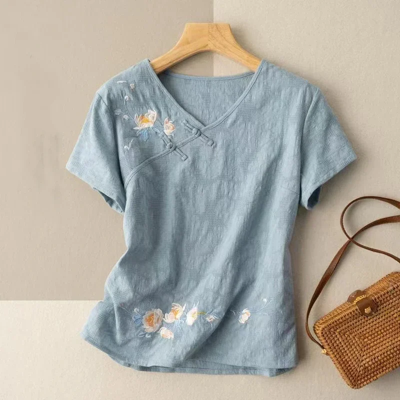 China Style Spring Summer Printing T-shirt Loose Top Oriental Female Clothes Chinese Blouses For Women Retro Cotton Linen Shirt
China Style Spring Summer Printing T-shirt Loose Top Oriental Female Clothes Chinese Blouses For Women Retro Cotton Linen Shirt