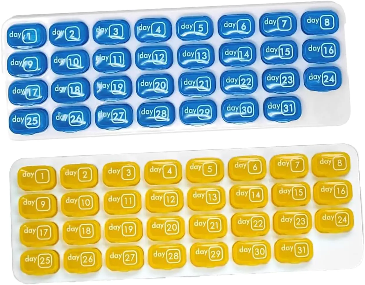 Monthly Pill Organizer 31 Day AM PM with Removable Pods, Blue & Yellow
Monthly Pill Organizer 31 Day AM PM with Removable Pods, Blue & Yellow