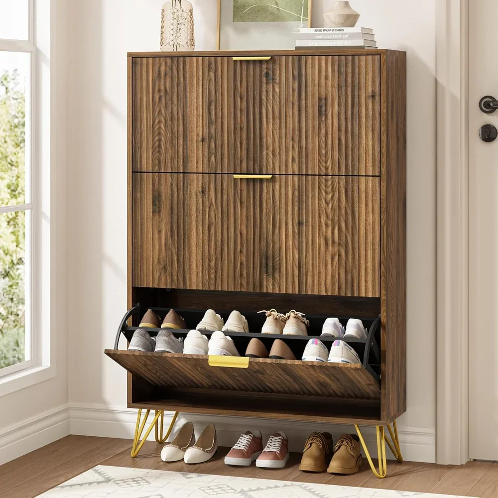 Shoe Cabinet with 3 Flip Drawer, Mid Century Shoe Cabinet Storage for Entryway Slim, Hidden Shoe Storage Cabinet, Freestanding
Shoe Cabinet with 3 Flip Drawer, Mid Century Shoe Cabinet Storage for Entryway Slim, Hidden Shoe Storage Cabinet, Freestanding