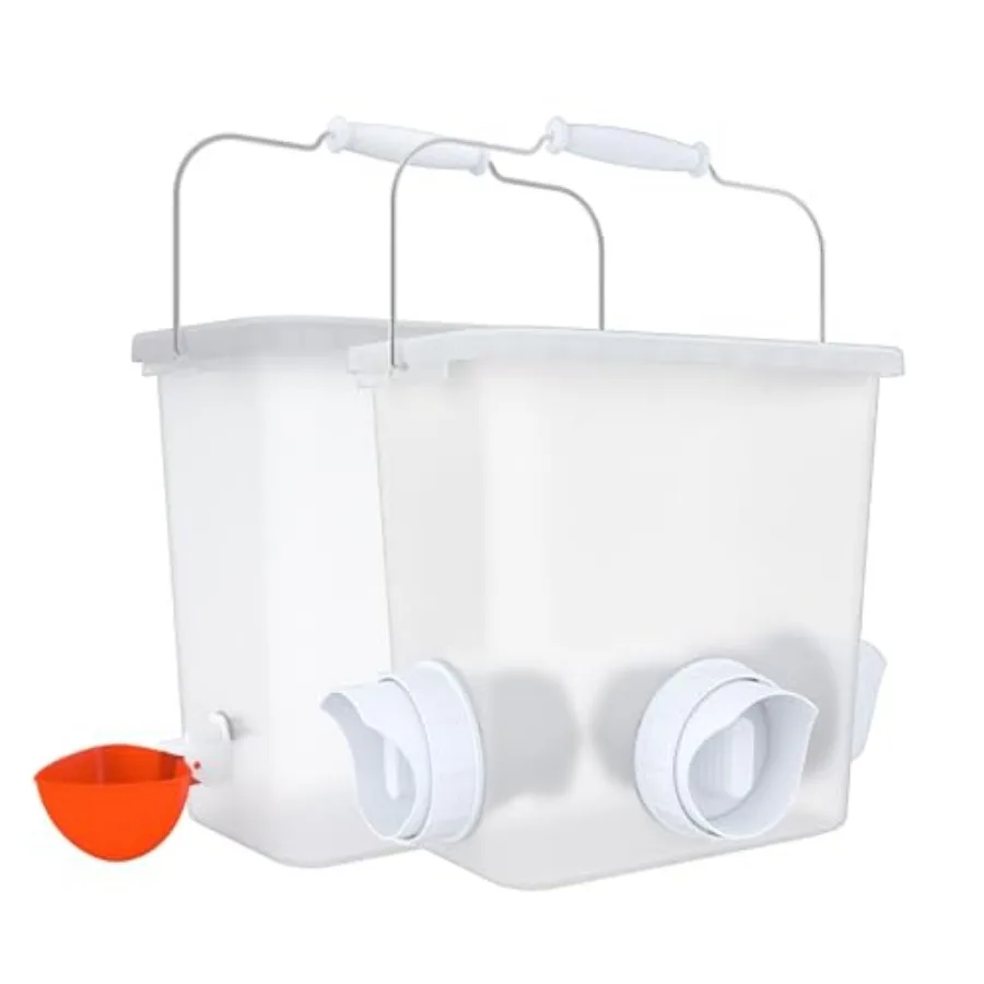 Automatic Chicken Feeder and Waterer Set Chicken Feed Bucket with 3 Feeders Ports Poultry Waterer Water Cups
Automatic Chicken Feeder and Waterer Set Chicken Feed Bucket with 3 Feeders Ports Poultry Waterer Water Cups