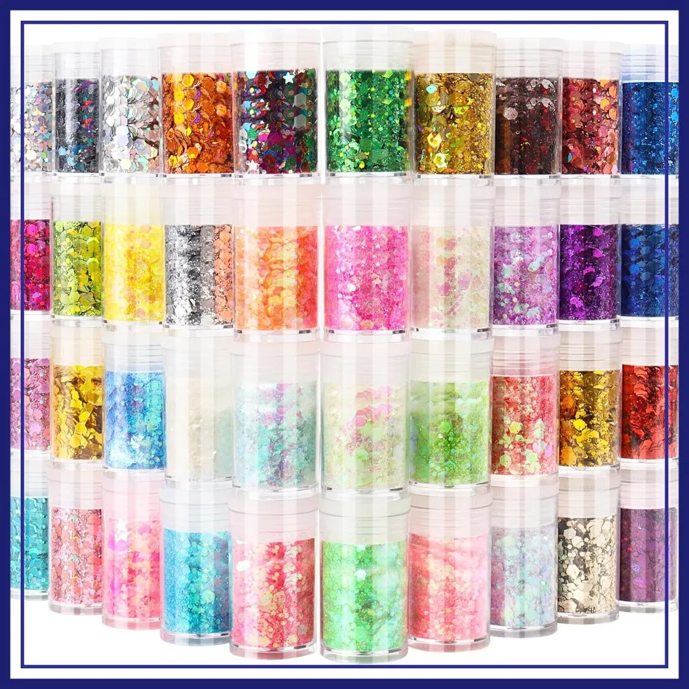 40-Color Holographic Glitter Set, Chunky & Fine Mix for Crafts, Nail Art, Resin, Slime, Face & Body
40-Color Holographic Glitter Set, Chunky & Fine Mix for Crafts, Nail Art, Resin, Slime, Face & Body