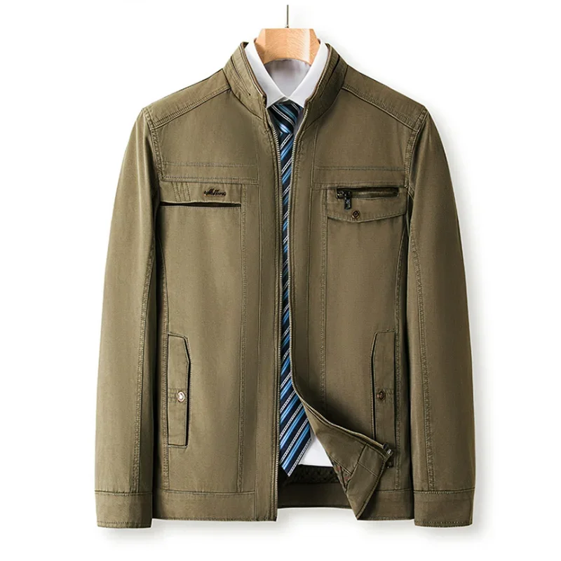Men's Middle-aged Elderly Jacket Spring Solid Color Fashion Multi-pocket Casual Work Style Stand Collar Coat Men Business Jacket
Men's Middle-aged Elderly Jacket Spring Solid Color Fashion Multi-pocket Casual Work Style Stand Collar Coat Men Business Jacket