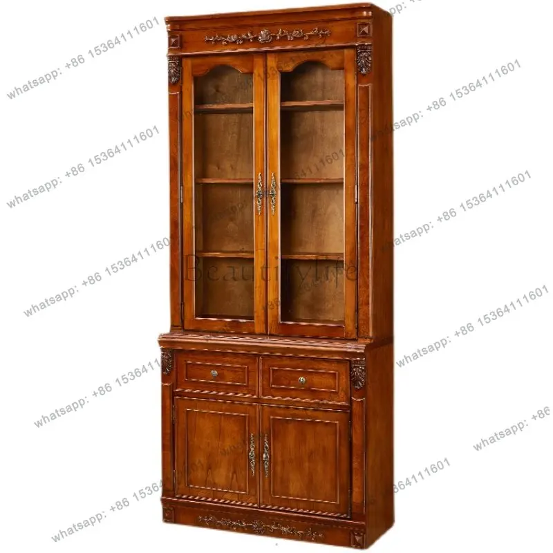 American solid wood bookcase European study furniture combination display wine cabinet villa glass door display
American solid wood bookcase European study furniture combination display wine cabinet villa glass door display