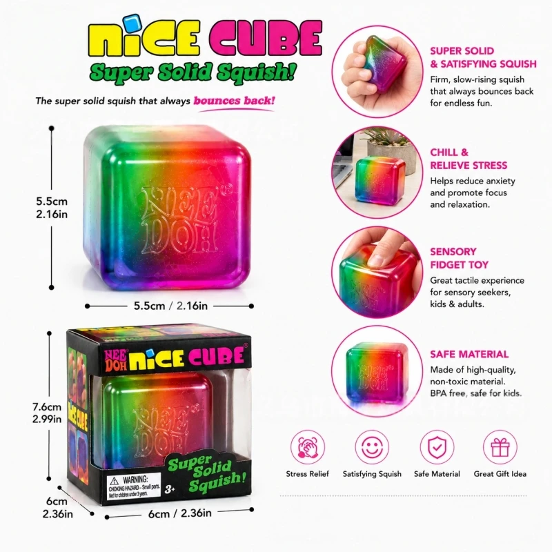 Colorful Ice Cube Squishy Stress Relief Toy, Slow Rebound Cube Sensory Vent Toy, Anti-Anxiety Squeeze Fidget Toy
Colorful Ice Cube Squishy Stress Relief Toy, Slow Rebound Cube Sensory Vent Toy, Anti-Anxiety Squeeze Fidget Toy