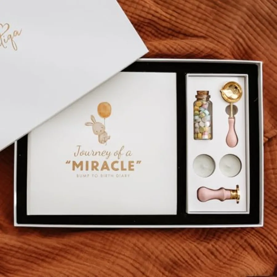 Pregnancy Journal for First Time Moms, Baby Essentials Memory Book Gift Set, All-in-One Keepsake Box with Wax Seal Kit and Foot
Pregnancy Journal for First Time Moms, Baby Essentials Memory Book Gift Set, All-in-One Keepsake Box with Wax Seal Kit and Foot