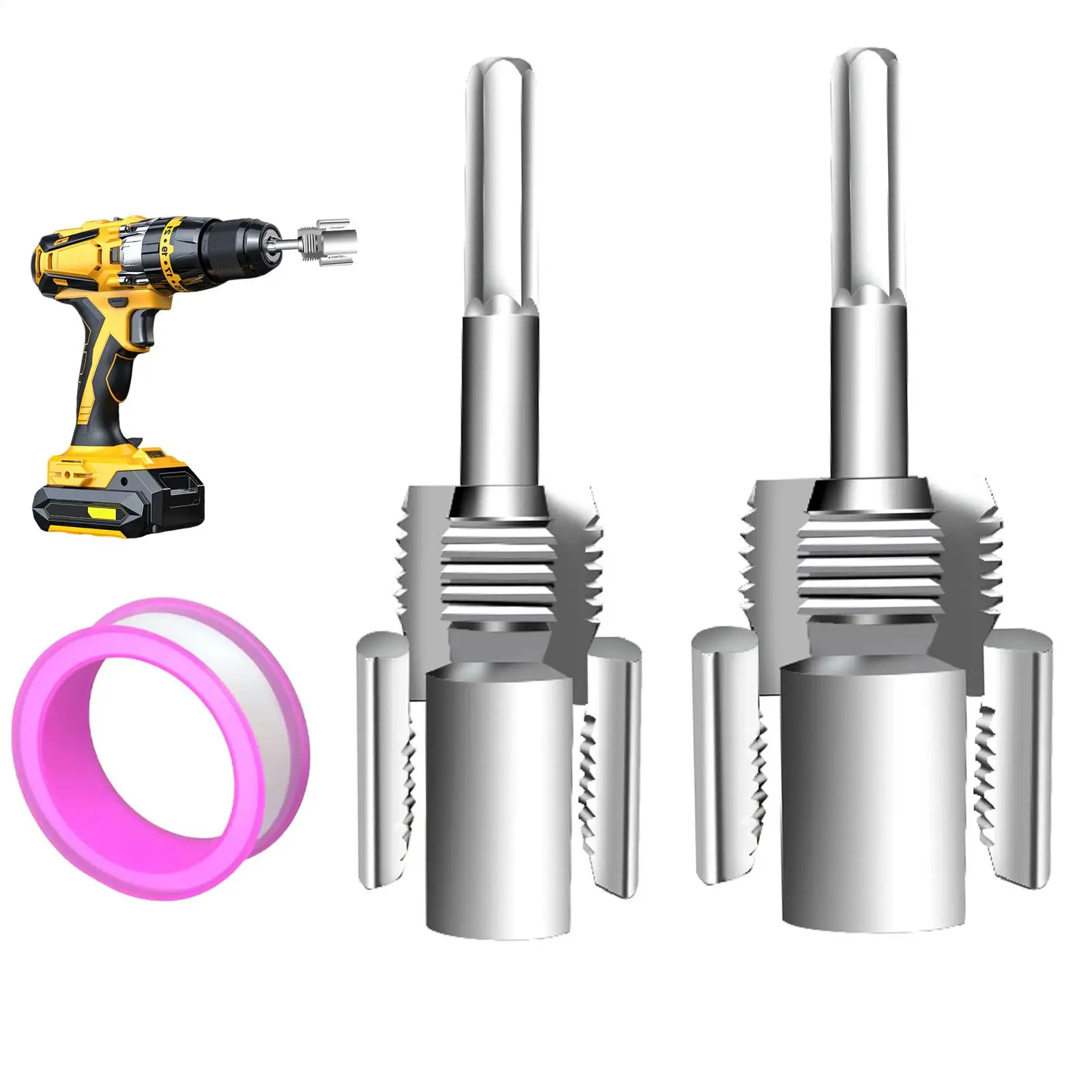 PVC Pipe Threading Tool Kit with 1/2 3/4 Inch Dies External Internal Cutter for Water Tube Garden Hose Plumbing Repair DIY
PVC Pipe Threading Tool Kit with 1/2 3/4 Inch Dies External Internal Cutter for Water Tube Garden Hose Plumbing Repair DIY